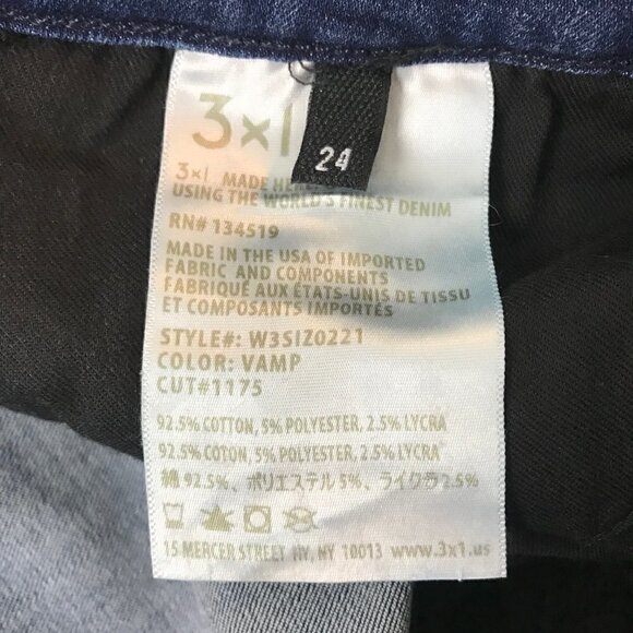 3X1 NYC  High Waisted 5 Pocket Zip Up Raw Hem Jeans Size 24 - Picture 10 of 10